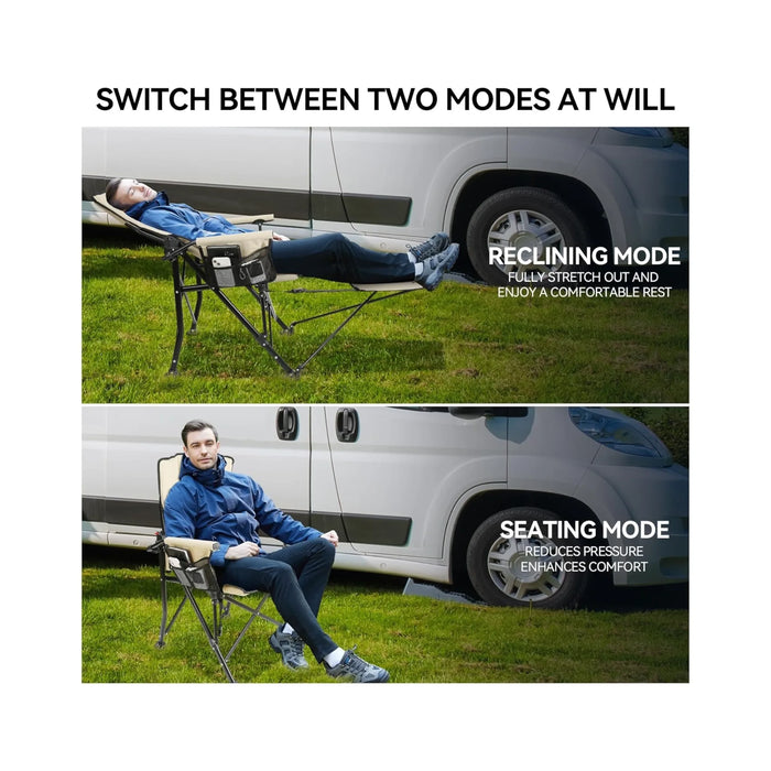 ‫احصل على كرسي التخييم من تميمى بروجكتس فى قطر. تصميم مبطن مع مسند ظهر قابل للتعديل ومسند قدم وحامل أكواب. سهل الطي والحمل. 
