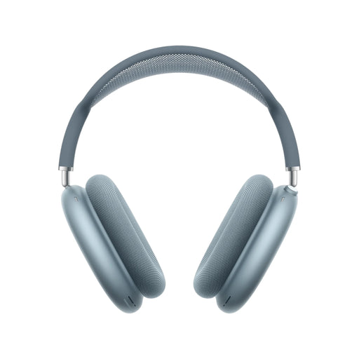 AirPods Max in blue color with noise cancellation, spatial audio, and dynamic head tracking, available at TaMiMi Projects in Qatar.