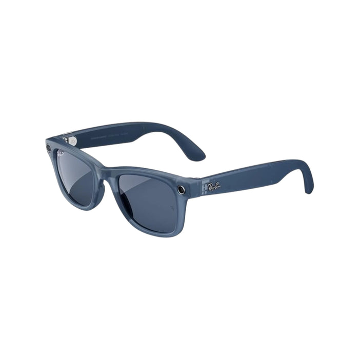 Ray-Ban Meta Wayfarer - Matte Jeans Transparent / Polarized Dusty Blue - Regular، Available now from TaMiMi Projects in Qatar.