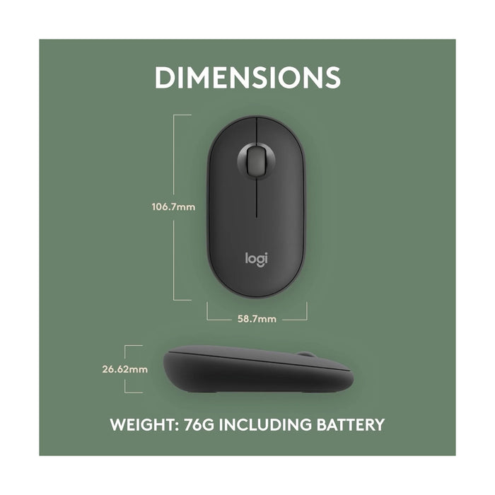 ‫احصل على ماوس لوجيتيك Pebble Mouse 2 M350s من تميمي بروجكتس فى قطر.تصميم نحيف، اتصال Bluetooth لثلاثة أجهزة ونقر هادئ.