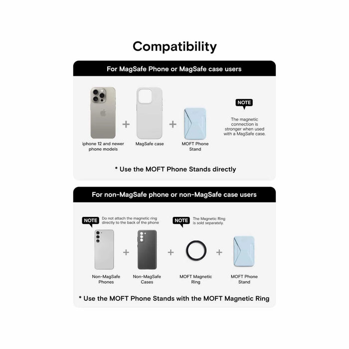 ‫محفظة موفت المغناطيسية مع حامل بتقنية ماغ سيف، تصميم أنيق ومثالي للاستخدام اليومي، متوفرة الآن لدى تميمي بروجكتس في قطر.‬