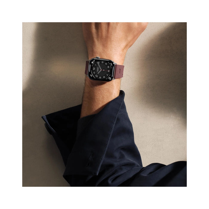 Apple Watch Hermès Series 11 GPS + Cellular, 46mm Silver Titanium with Bordeaux Kilim Single Tour, TaMiMi Projects in Qatar.