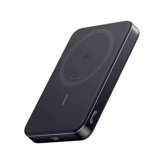 Anker MagGo Power Bank ultra-slim and portable, measuring 0.58 inches thick with 10,000mAh capacity, at Tamimi Projects in Qatar.