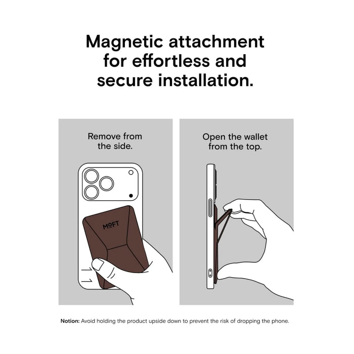 MOFT Magnetic Wallet Stand - MagSafe - Brownie, compatible with iPhone & MagSafe Phone cases, at TaMiMi Projects in Qatar.