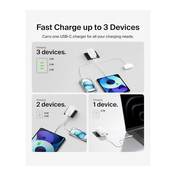 ‫احصل على شاحن للمنزل من بيلكن ٣ منافذ بقوة ٦٧ واط من تميمي بروجكتس في قطر. مثالي لشحن الكمبيوتر والايباد والهاتف. 