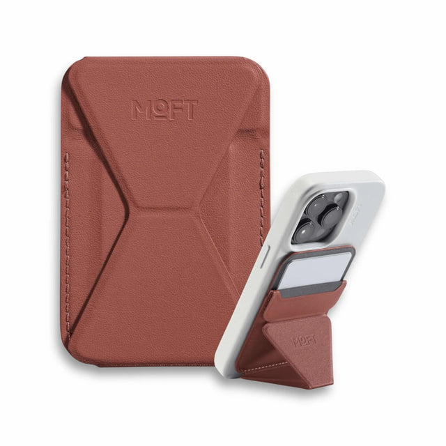 MOFT Snap-On Phone Stand & Wallet Sienna Brown - MagSafe compatible, sleek and practical. at TaMiMi Projects Qatar