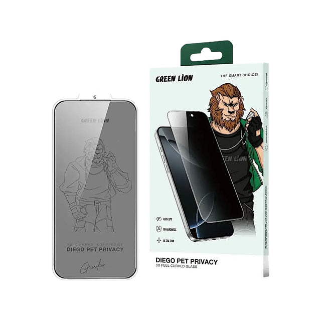 Green Lion Screen Protector iPhone Air - Privacy, Made from high-quality 3D curved glass, at TaMiMi Projects in Qatar.