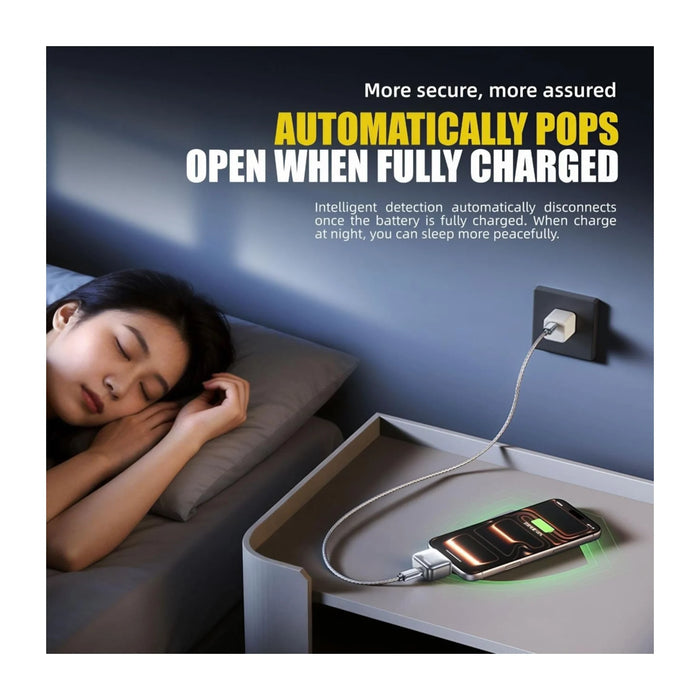 Smart Auto Disconnect Charging Adapter, Protects battery health and extends lifespan by preventing overcharging.
