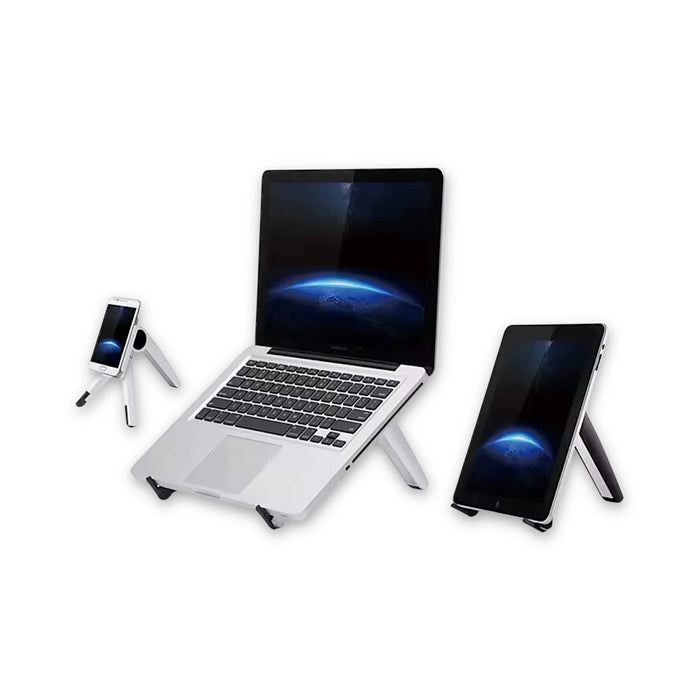 Portable folding stand for tablets and phones, compact and adjustable, ideal for travel or home use - TaMiMi Projects in Qatar.