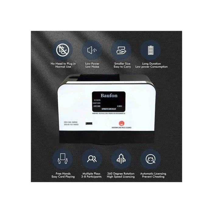 Automatic card dealer, portable, anti-cheating, supports 3-8 players, Available now from TaMiMi Projects in Qatar.