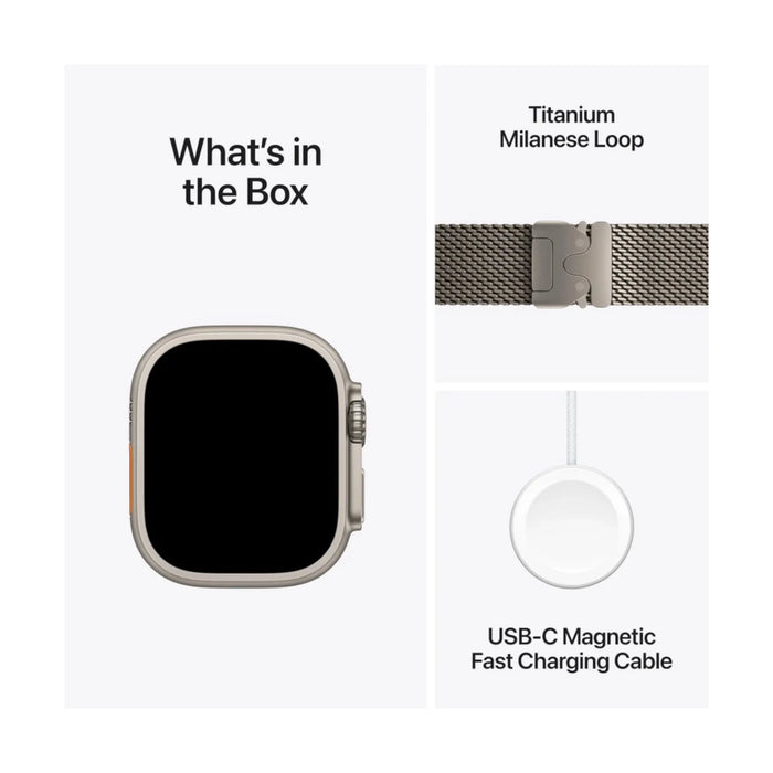Apple Watch Ultra 2 GPS + Cellular 49mm Natural Titanium with Milanese Loop - S, Available now from TaMiMi Projects in Qatar.