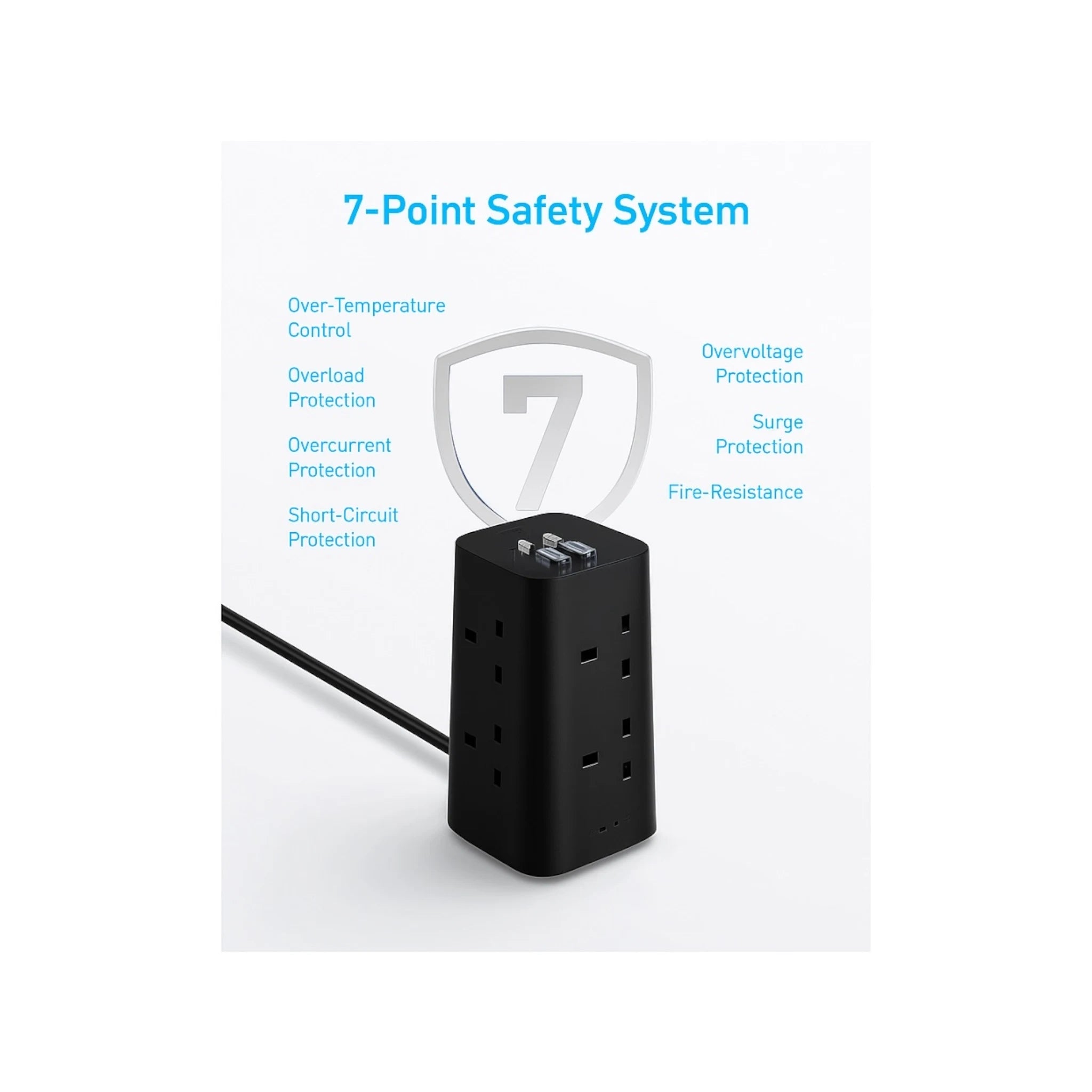 Anker USB Power Strip Power Extension - Black Anker USB Power Strip Power Extension - Black