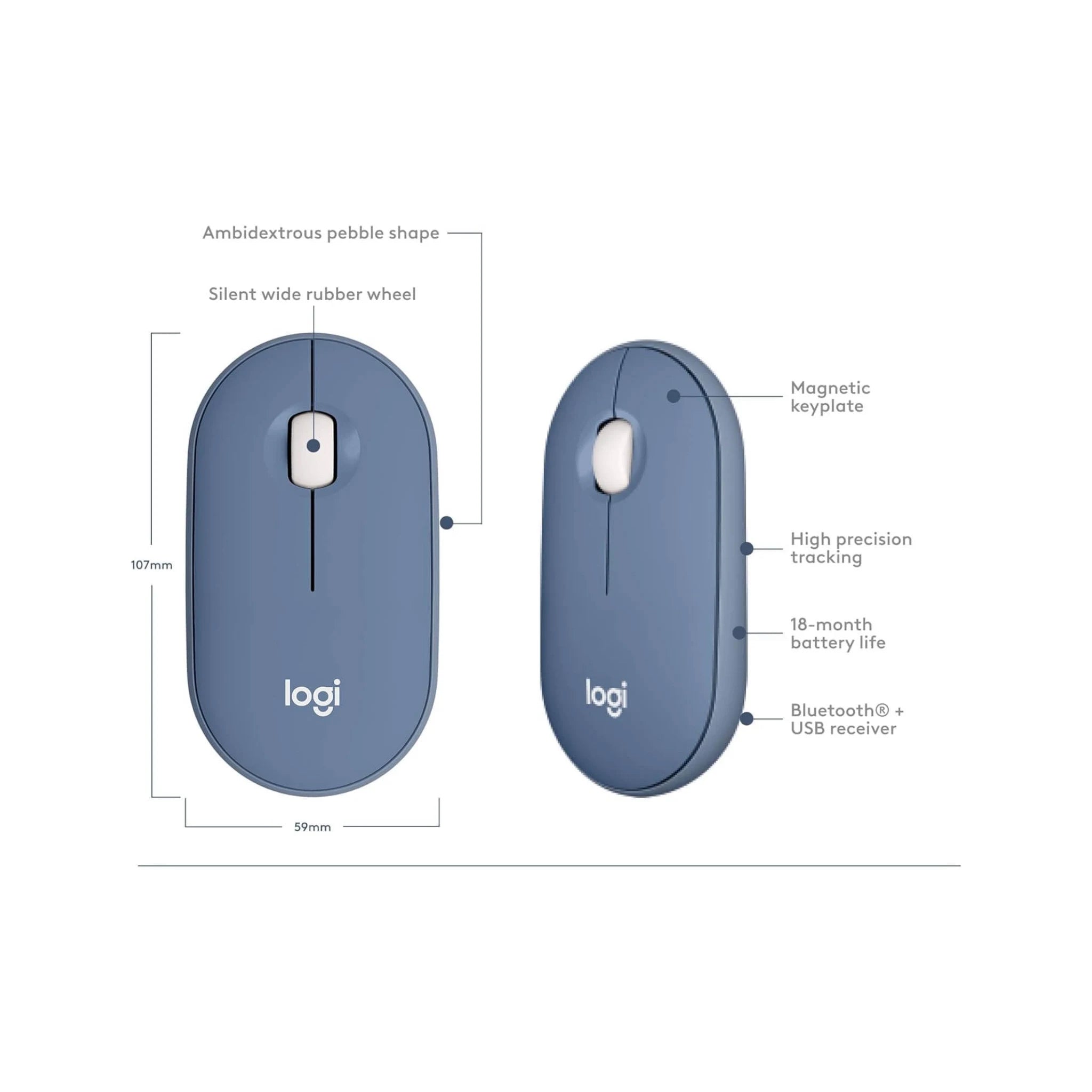 Logitech M350 Wireless Mouse - Blueberry Logitech M350 Wireless Mouse - Blueberry
