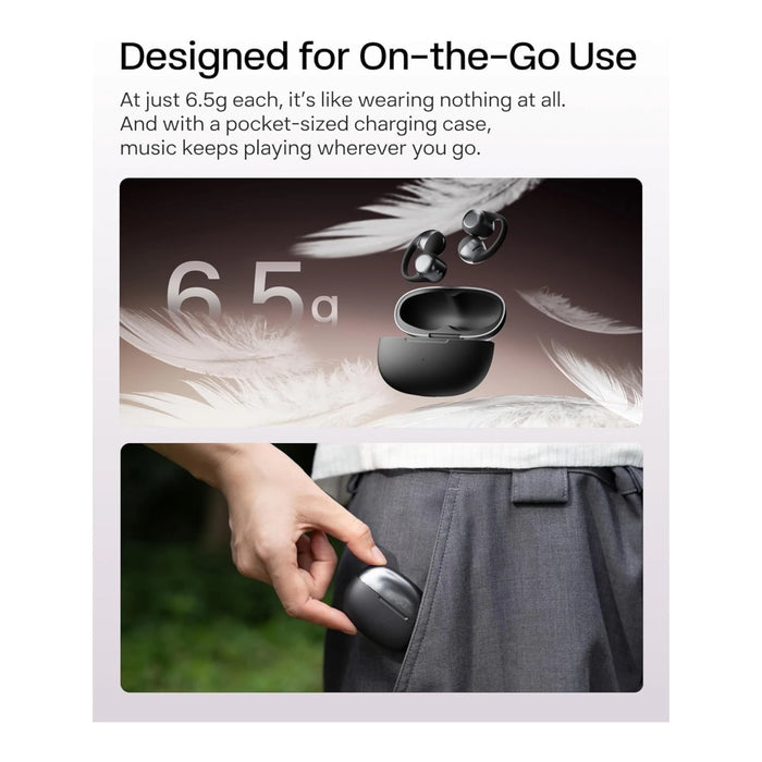 SHOKZ OpenDots ONE in Black at TaMiMi Projects in Qatar, Up to 10 hours playback per charge / 40 hours with charging case.