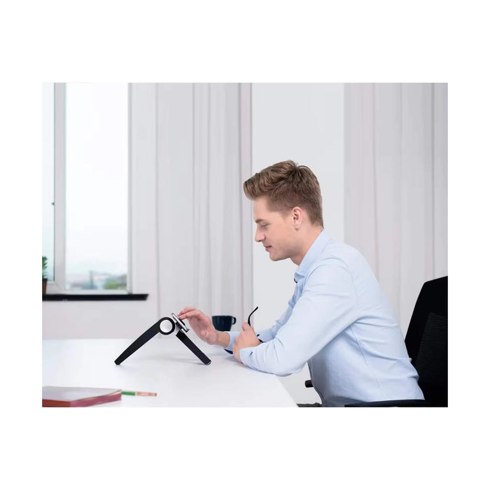 Portable folding stand for tablets and phones, compact and adjustable, ideal for travel or home use - TaMiMi Projects in Qatar.