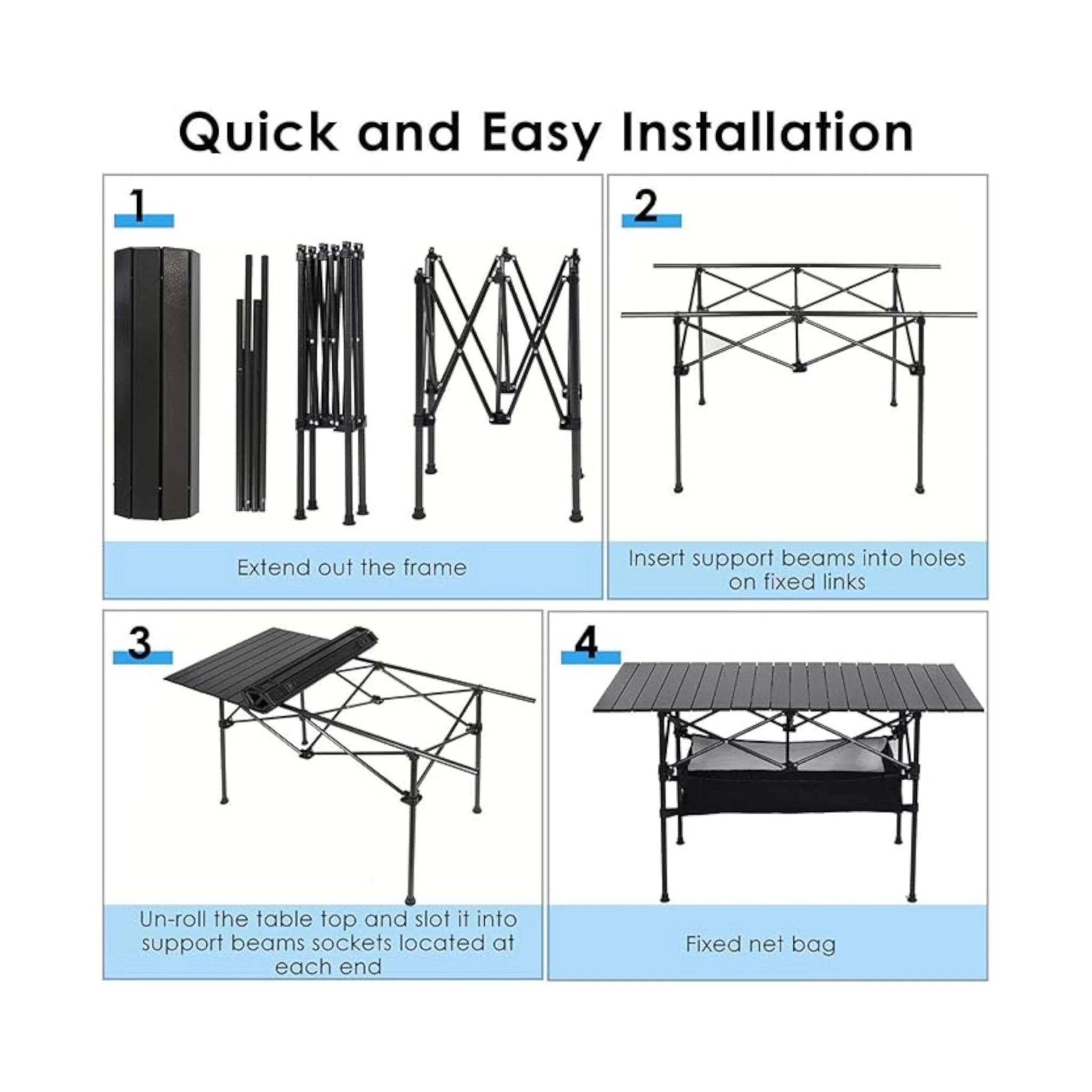Folding Camping Table with Mesh Shelf Folding Camping Table with Mesh Shelf