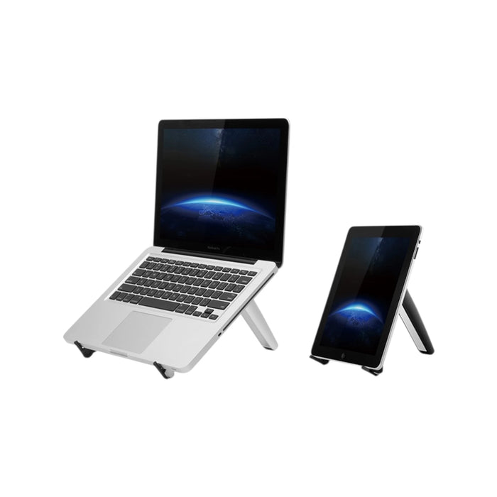 Portable folding stand for tablets and phones, compact and adjustable, ideal for travel or home use - TaMiMi Projects in Qatar.