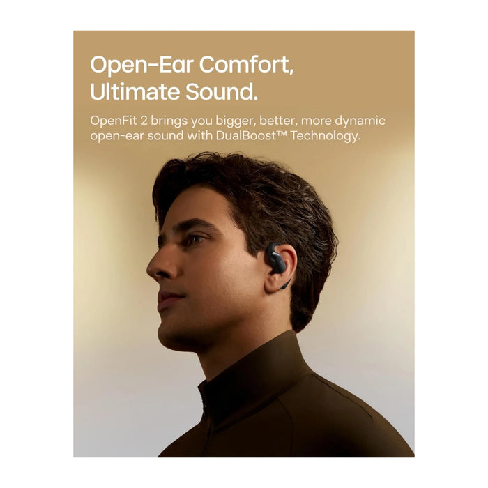 Get SHOKZ OpenFit 2+ in Black Available Now From TaMiMi Projects in Qatar, Up to 11 hours of playtime, 48 hours.