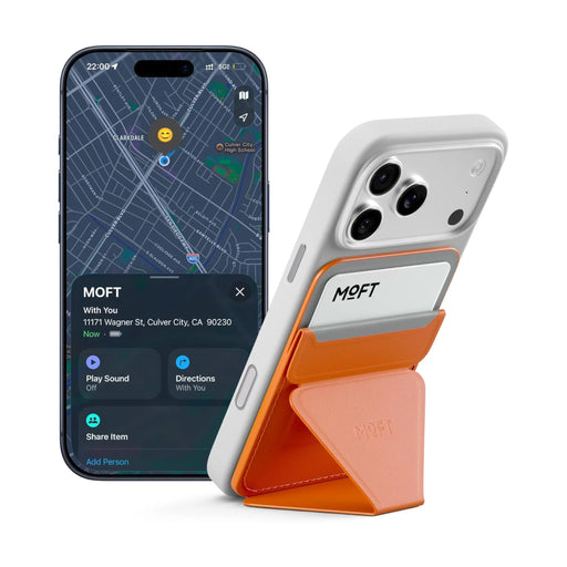 MOFT MagSafe Wallet Stand with Find My, 3-in-1 design: wallet, stand, and tracker. TaMiMi Projects Qatar.