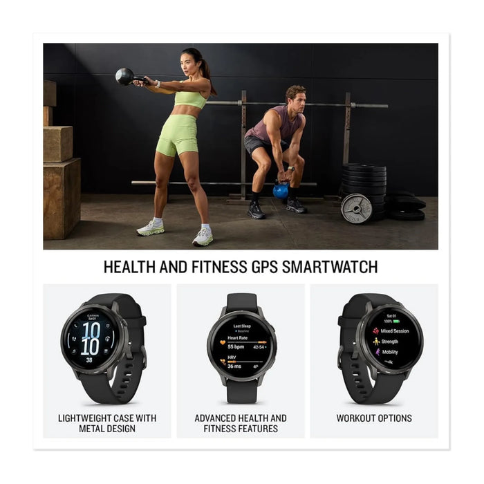 Venu® 4 Slate with Black Silicone Band - 41mm, Built-in ECG app for heart rhythm tracking, 