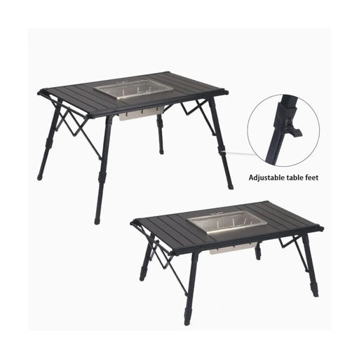 ‫احصل على طاولة تخييم قابلة للطي من تميمي بروجكتس في قطر. ألومنيوم متين، وزن ٤ كجم، ارتفاع قابل للتعديل، مثالية للطبخ، النزهات. 