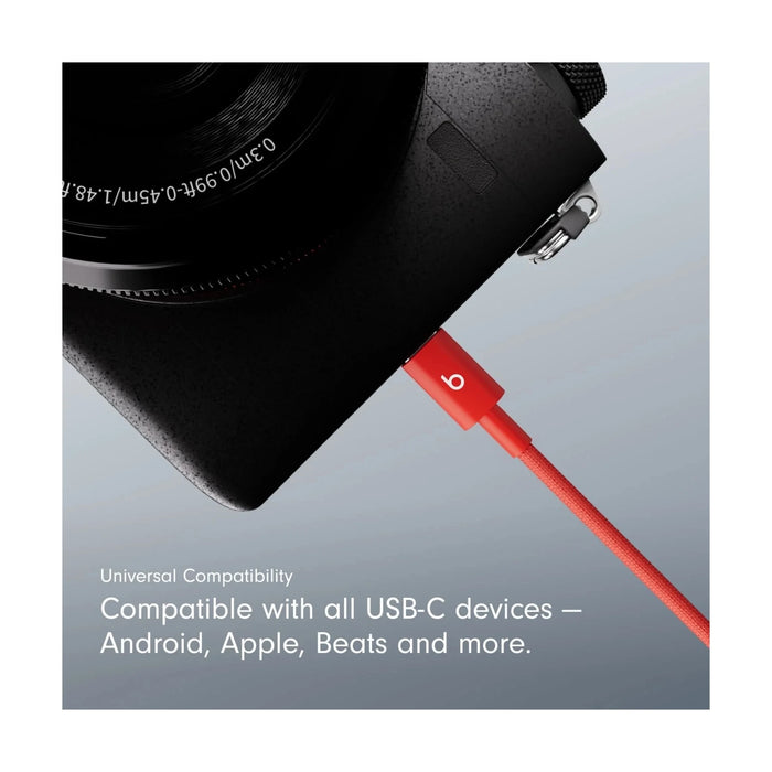Beats USB‑C to USB‑C Woven Cable (1.5 m) - Rapid Red, available now from TaMiMi Projects in Qatar.