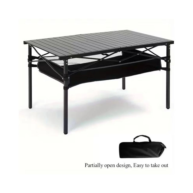 folding camping table aluminum mesh shelf qatar tamimi projects