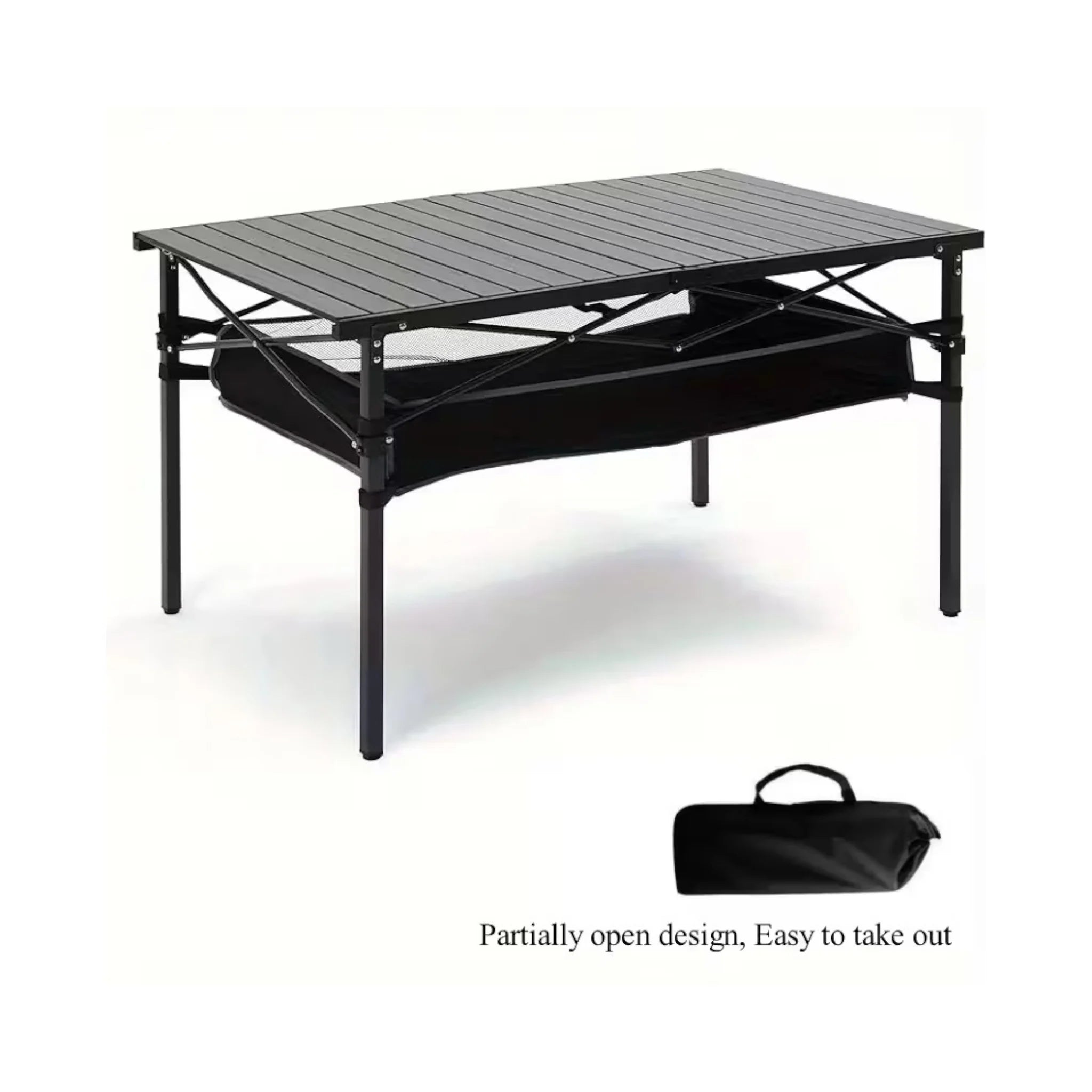 Folding Camping Table with Mesh Shelf