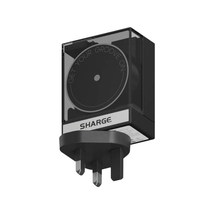 SHARGE Retractable 65W GaN USB-C Charger, includes a wall charger and USB C charging cable, from TaMiMi Projects, Qatar.