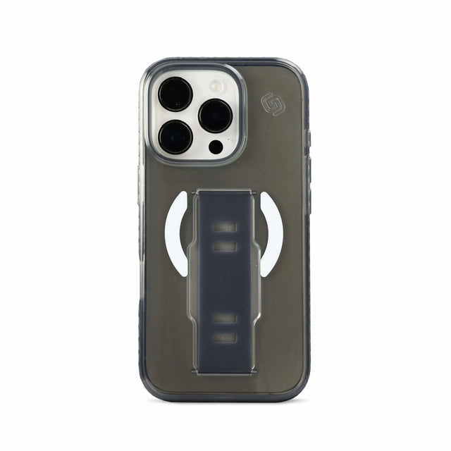 Grip2u Slim Case for iPhone 16 Pro, smoky MagSafe with grip، Available now from TaMiMi Projects in Qatar.