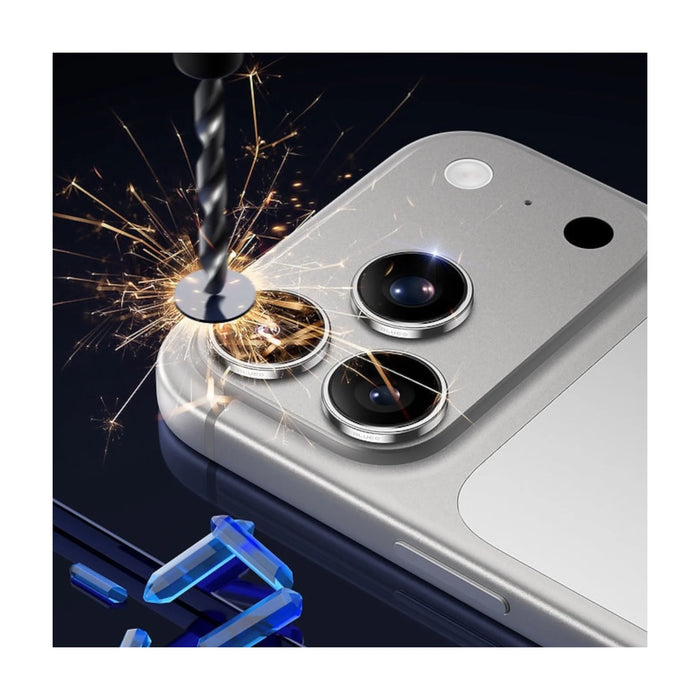 Blueo Sapphire PVD Steel Camera Ring for iPhone 17 Pro/17 Pro Max - Silver، Available now from TaMiMi Projects in Qatar.