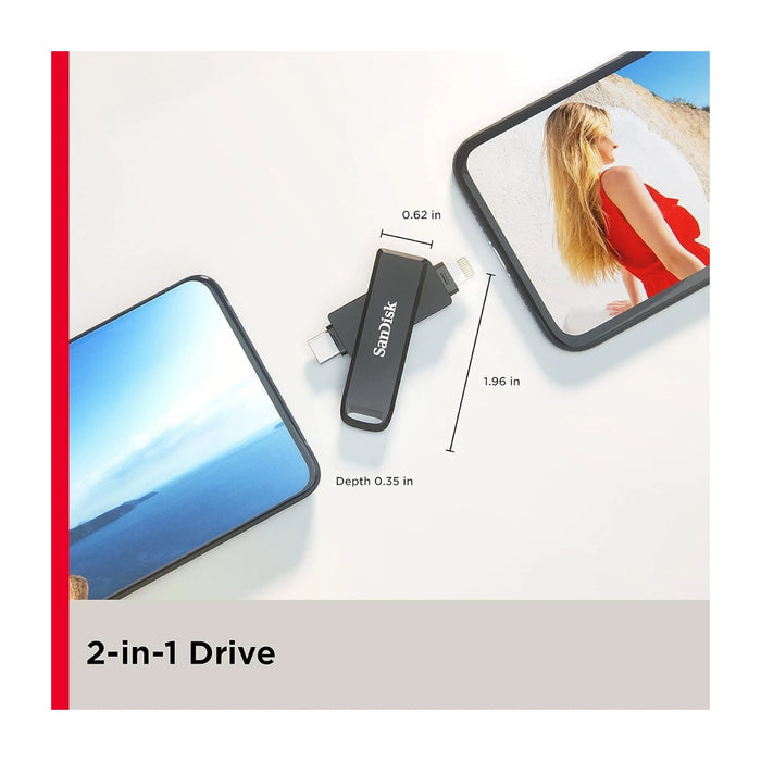 SanDisk iXpand Flash Drive Lightning & Type-C - 256GB - for iPhone, iPad Pro, Mac, Type C devices. at TaMiMi Projects، Qatar.
