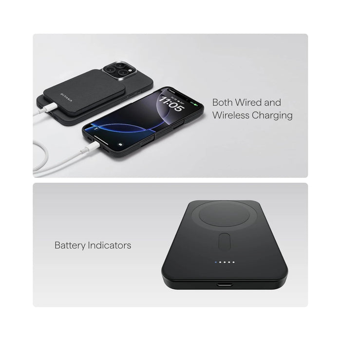 Pitaka MagSafe Portable Charger 5000mAh, delivers up to 15W of fast wireless charging, from TaMiMi Projects in Qatar.