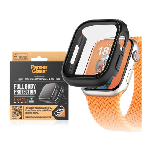 PanzerGlass® Full Body Screen Protector for Apple Watch Series 9 with D3O® 45mm Black from TaMiMi Projects Qatar.