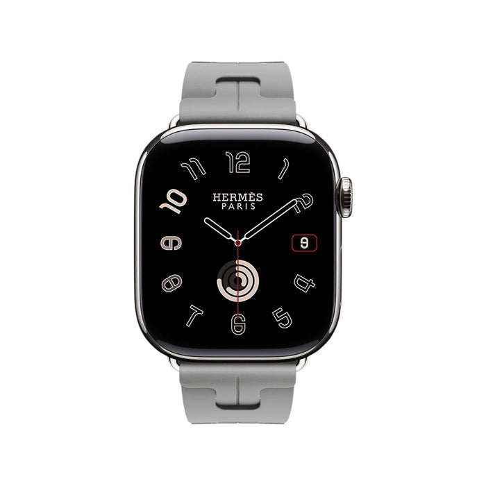 Luxury Apple Watch Hermès Series 11, 42mm Silver Titanium with Gris Kilim Single Tour – TaMiMi Projects in Qatar.