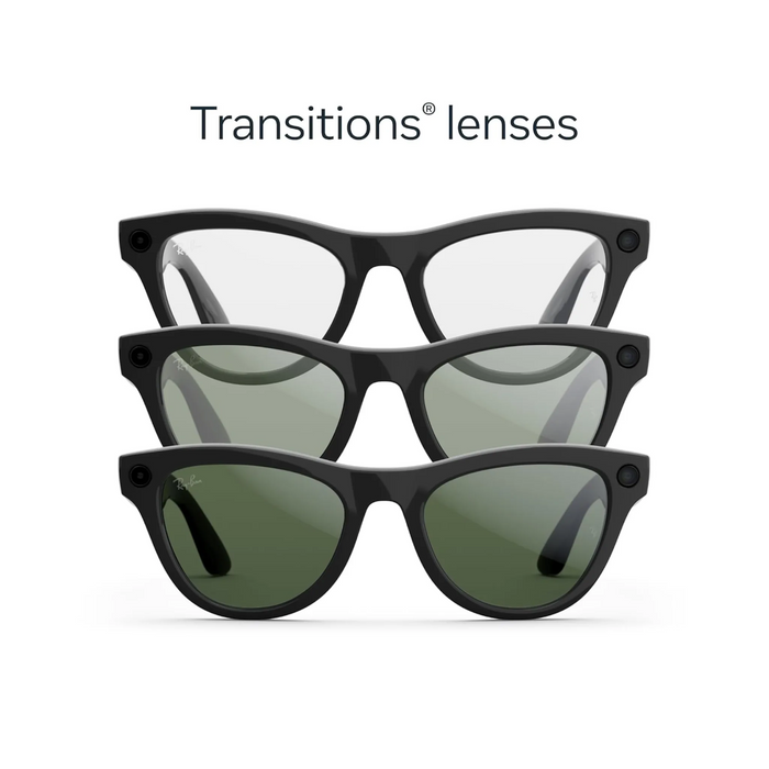 Ray-Ban Meta Skyler (Gen2) Shiny Black / Green, 12MP ultra-wide camera for high-quality photos & videos. TaMiMi Projects Qatar.
