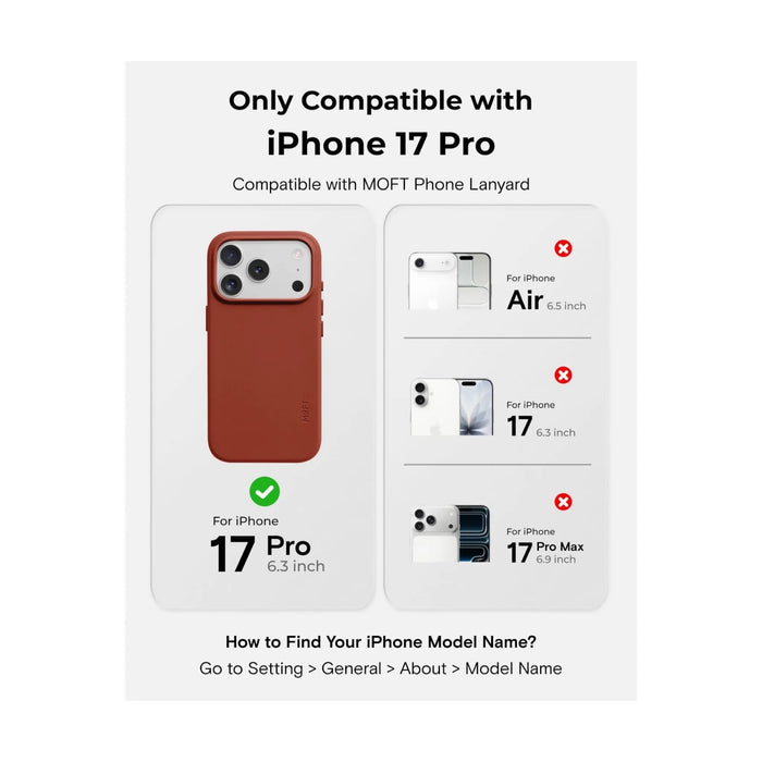 ‫احصل على كفر من موفت للايفون ١٧ برو من تميمي بروجكتس فى قطر. ‫جلد فاخر نباتي، مقاوم للخدش، يدعم ماج سيف. 