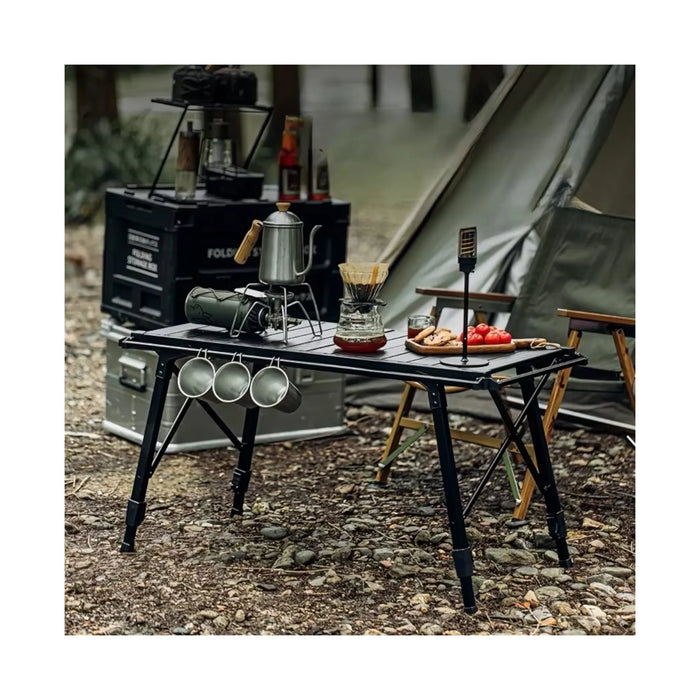 ‫احصل على طاولة تخييم من تميمي بروجكتس في قطر. تصميم قابل للطي وخفيف الوزن مع ارتفاع قابل للتعديل، مثالية للشواء والرحلات.