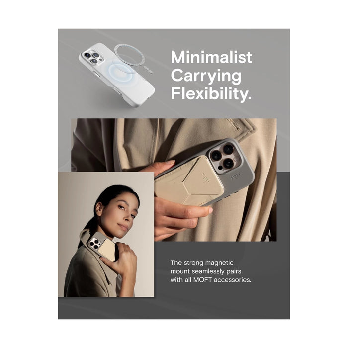 MOFT Snap Case iPhone 16 Pro MagSafe - Misty Cove, vegan leather, durable & scratch-resistant. at TaMiMi Projects in Qatar.