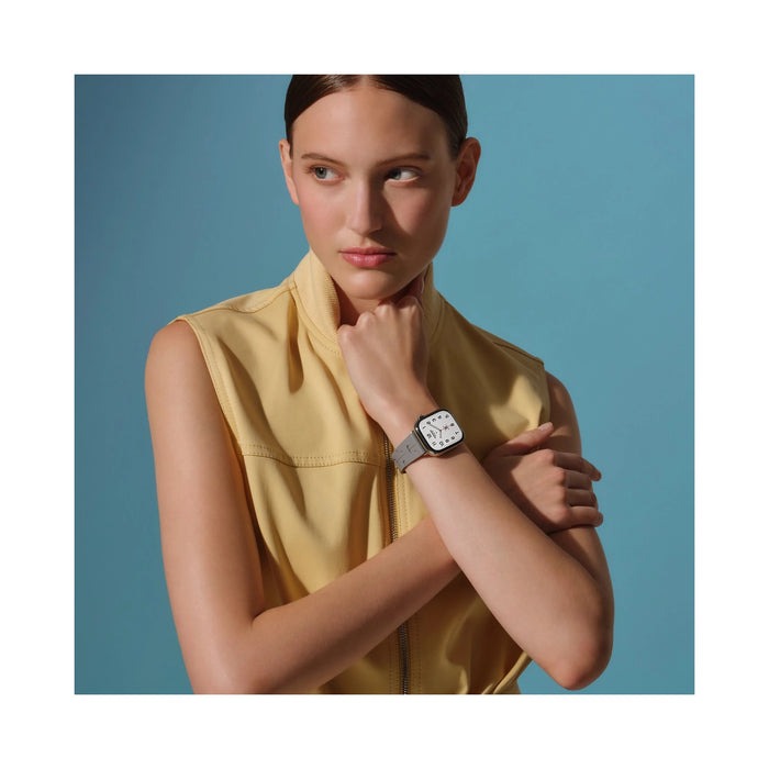 Apple Watch Hermès 42mm Series 11 Silver Titanium with premium Gris Kilim Single Tour band – Qatar TaMiMi Projects.