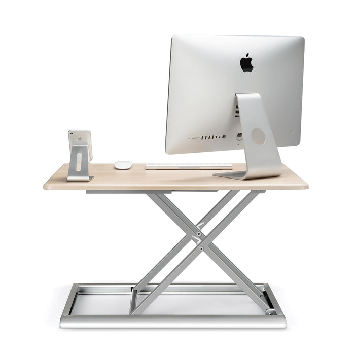 Adjustable aluminum standing desk riser from TaMiMi Projects in Qatar. ergonomic design, easy height adjustment, ideal for work and study