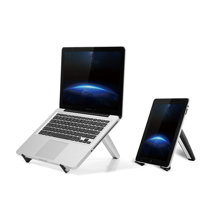 Portable folding stand for tablets and phones, compact and adjustable, ideal for travel or home use - TaMiMi Projects in Qatar.