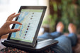 Portable iPad stand by Padded Spaces, adjustable 14 degrees, lightweight, perfect for travel, from TaMiMi Projects in Qatar.