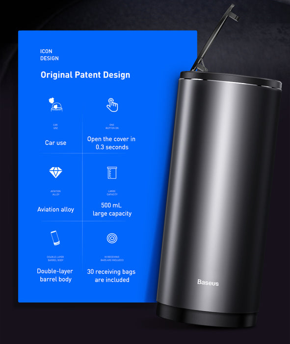 BASEUS Vehicle-mounted Trash Can Rubbish Bin Mini Size for Car 500ML 