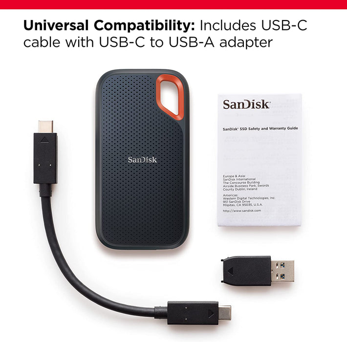 Sandisk Extreme SSD Portable solid-state drive 2TB storage capacity سانديسك إكستريم SSD محرك أقراص ثابت محمول سعة تخزين 2 تيرابايت
