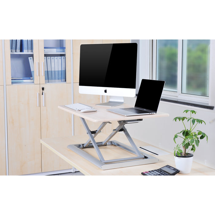 Adjustable aluminum standing desk riser from TaMiMi Projects in Qatar. ergonomic design, easy height adjustment, ideal for work and study