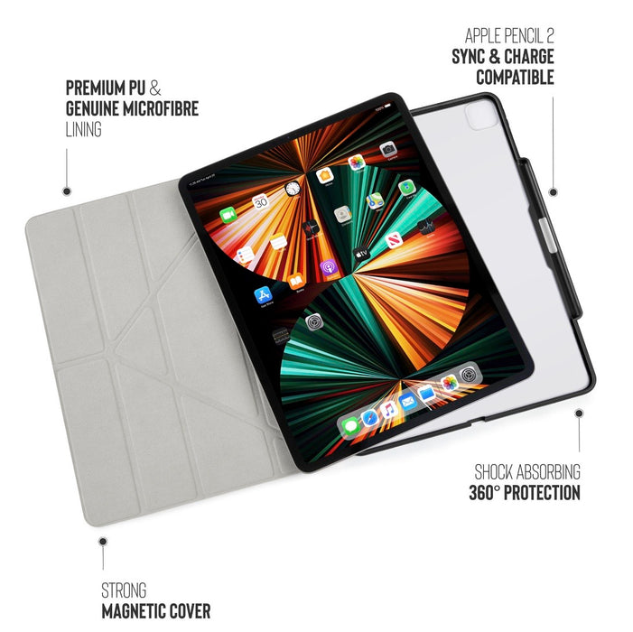 Order Pipetto Origami No3 case for iPad Pro 12.9" online from TaMiMi Projects Qatar. Transparent back, 5-way foldable cover