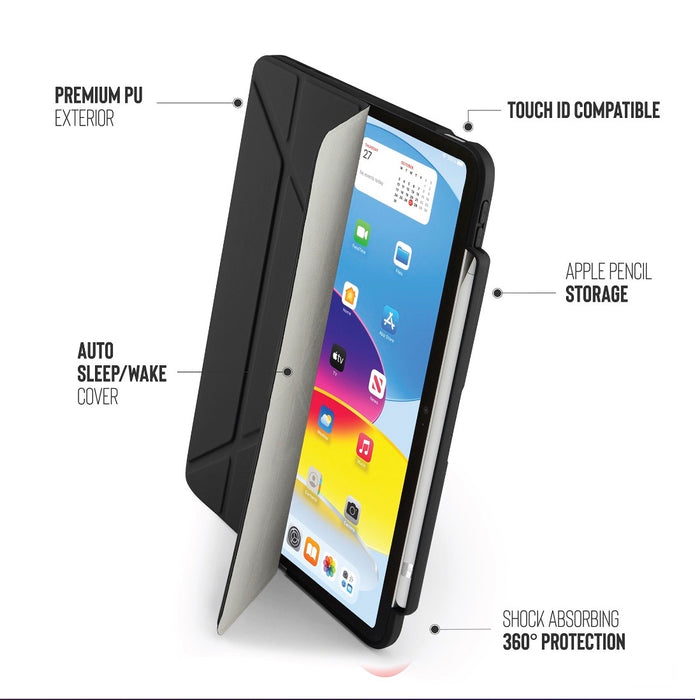 Pipetto iPad 10th Gen Origami Pencil Case - Black