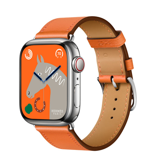 Apple Watch Hermès S9 Silver Stainless Steel Case with Single Tour - Orange - 41mm