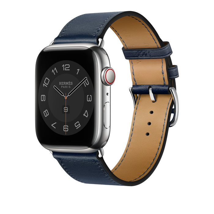 Apple Watch Hermès - Navy Swift Leather Single Tour - 45mm